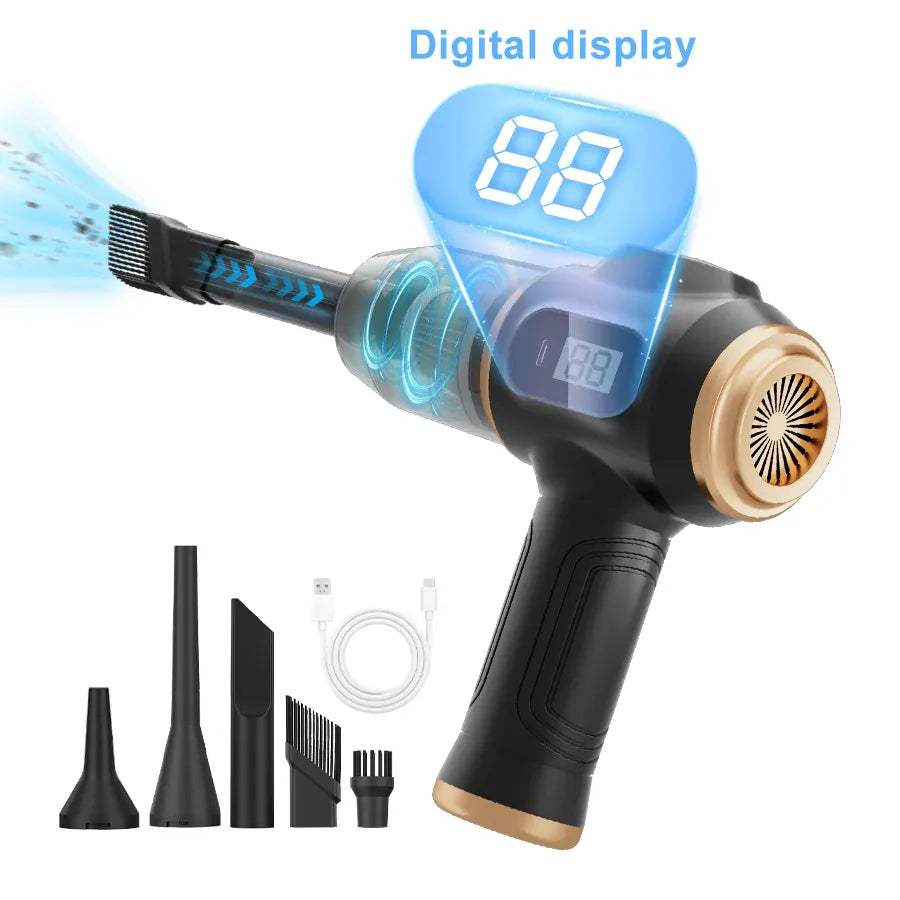 Cordless Air Duster & Vacuum, 2-in-1 Handheld Cleaner with Digital Display