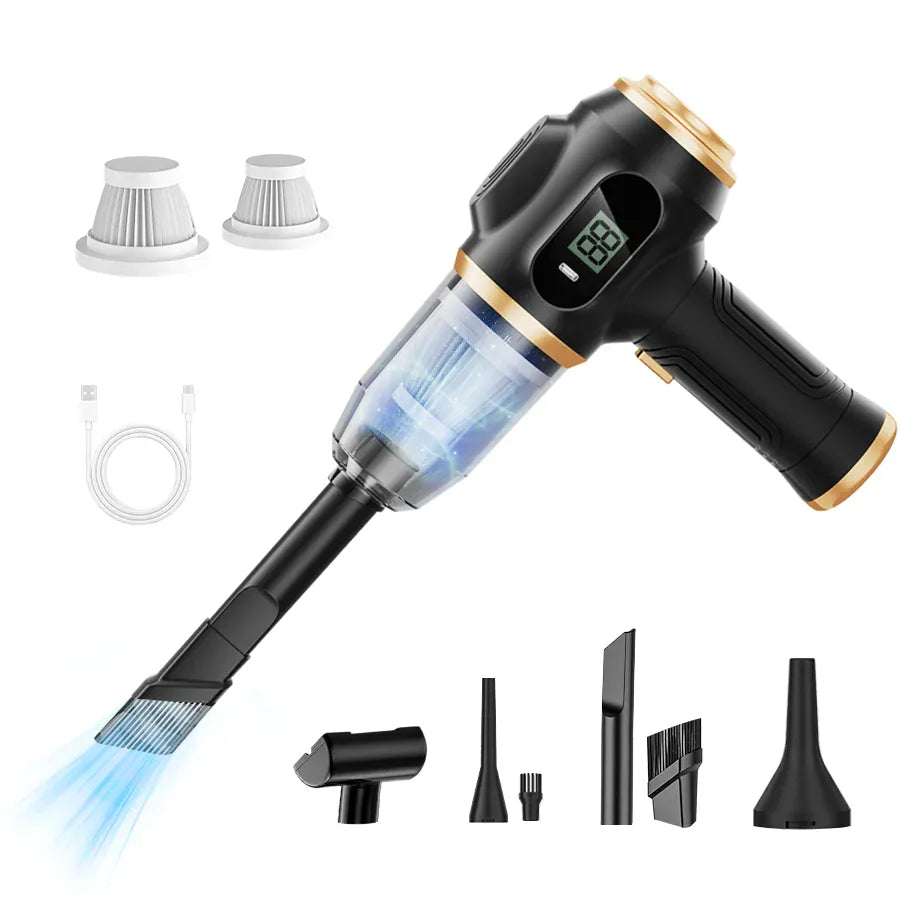 Cordless Air Duster & Vacuum, 2-in-1 Handheld Cleaner with Digital Display