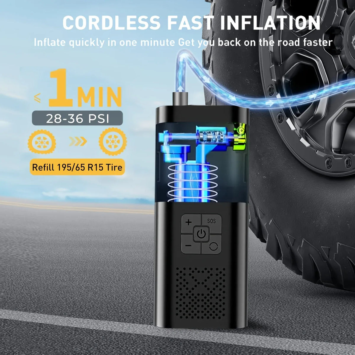 Portable Cordless 150 PSI Digital Tire Inflator Air Compressor