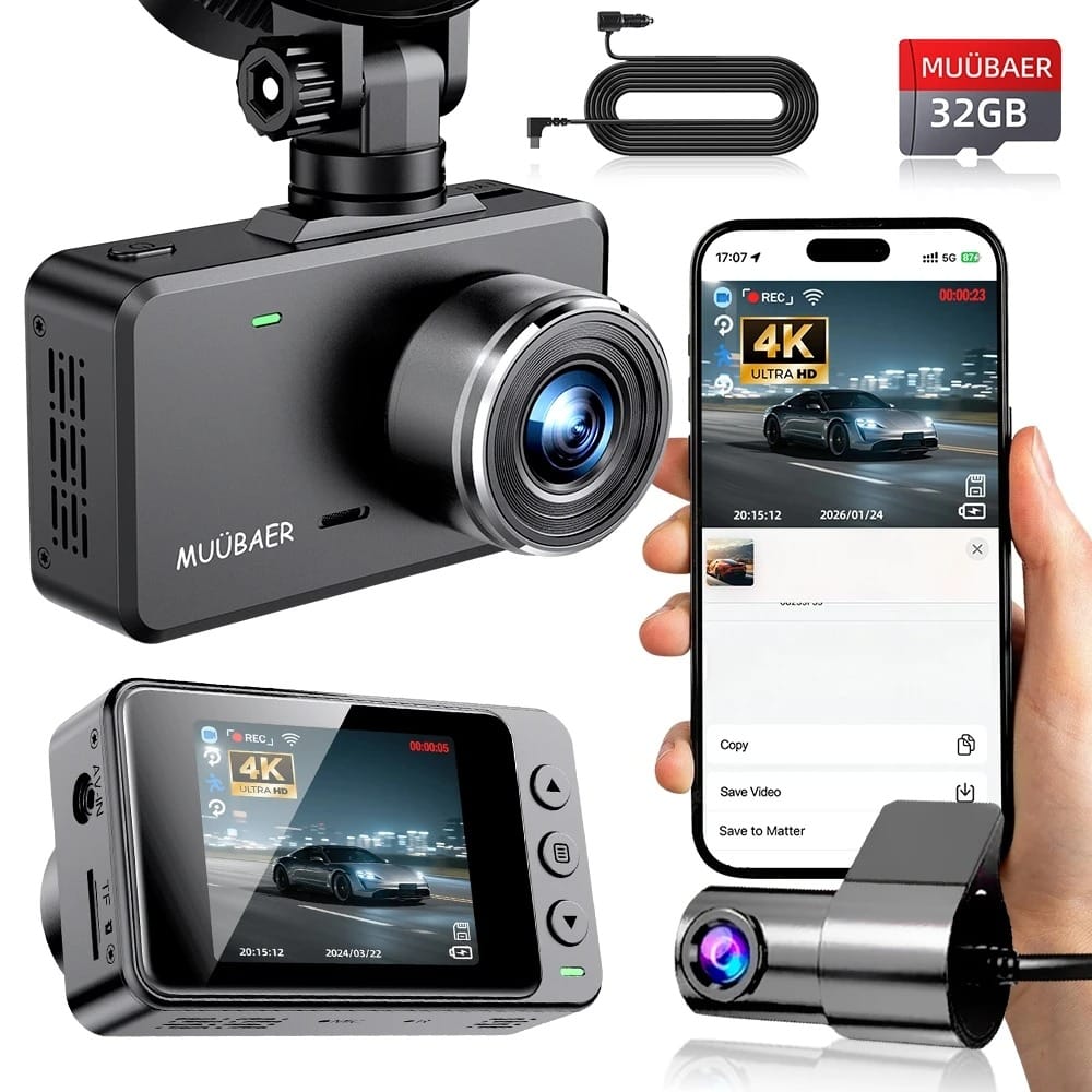 4K Mirror Dash Cam with WiFi & Rear Camera