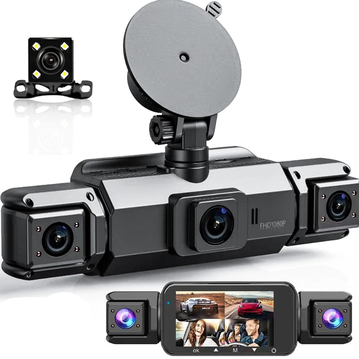 360° 4-Lens Dash Camera with Night Vision & Parking Monitor