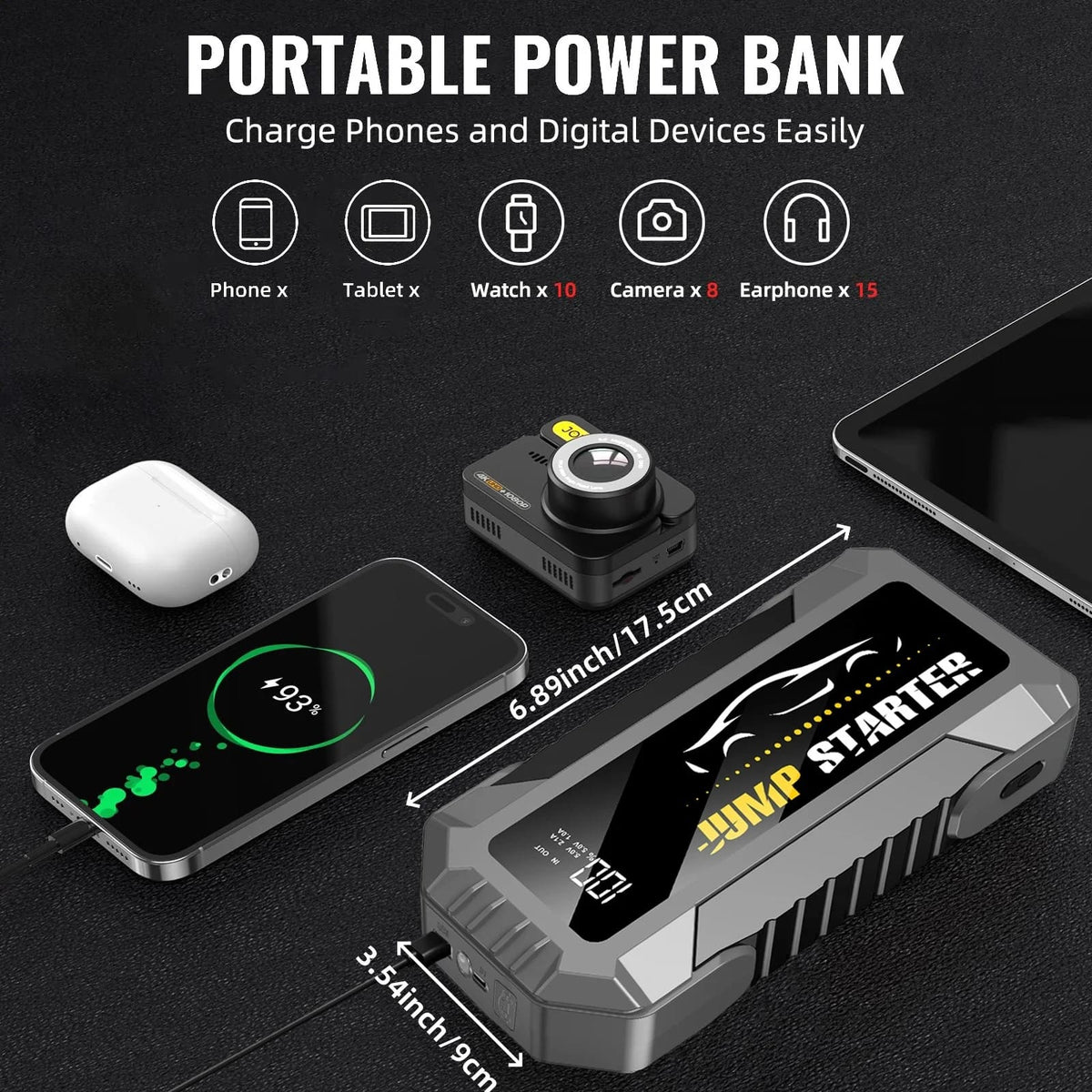 5000A Portable Jump Starter Battery Pack with Power Bank