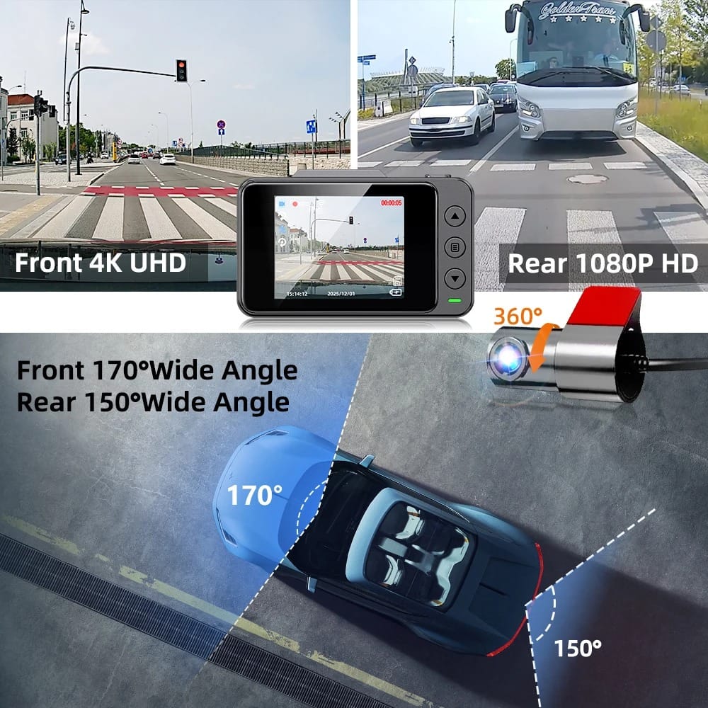 4K Mirror Dash Cam with WiFi & Rear Camera