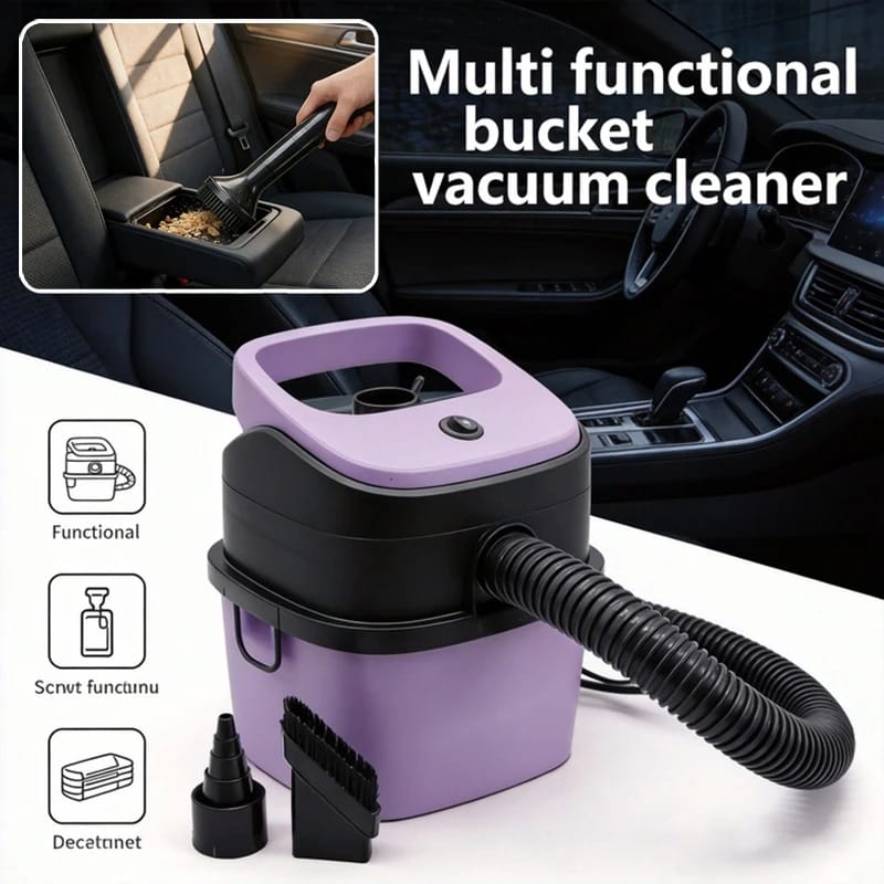 12V Wet & Dry Bucket Car Vacuum Cleaner with Powerful Suction