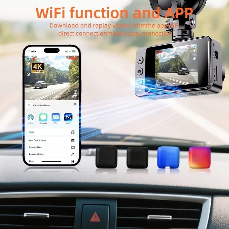 4K Mirror Dash Cam with WiFi & Rear Camera