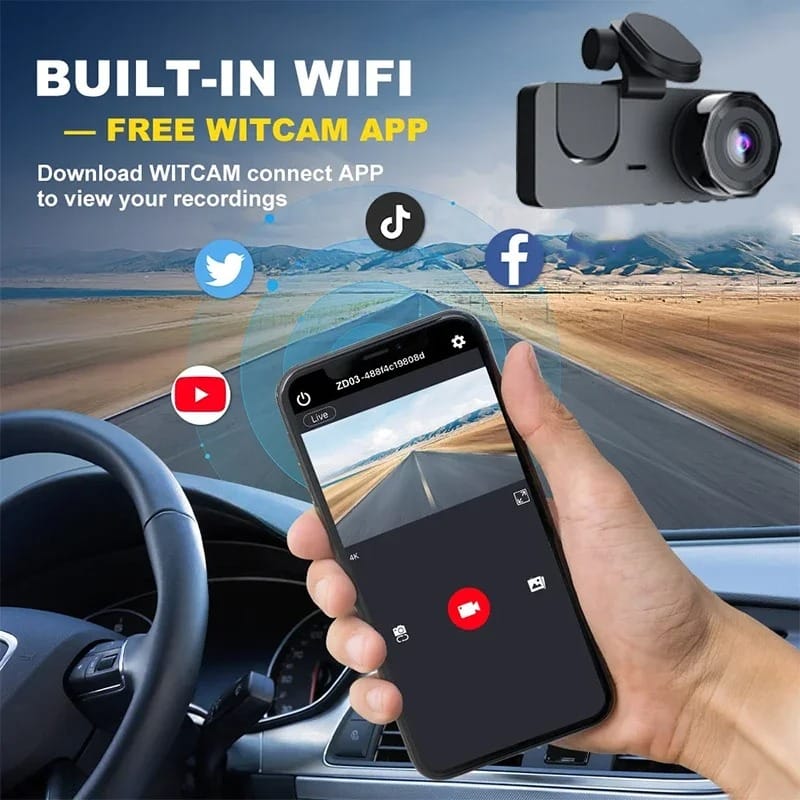 1080P WiFi Dash Cam with Front & Rear Camera