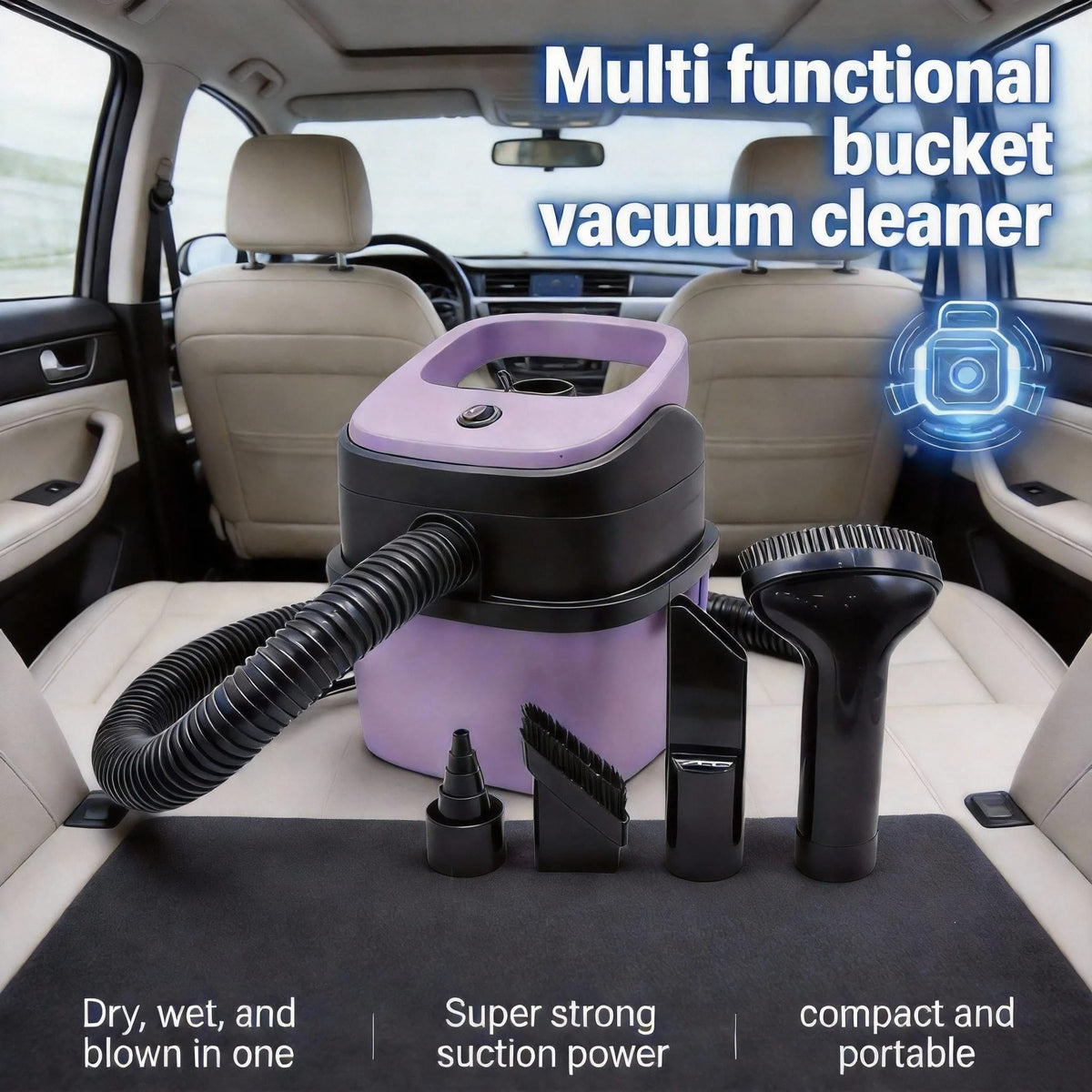 12V Wet & Dry Bucket Car Vacuum Cleaner with Powerful Suction