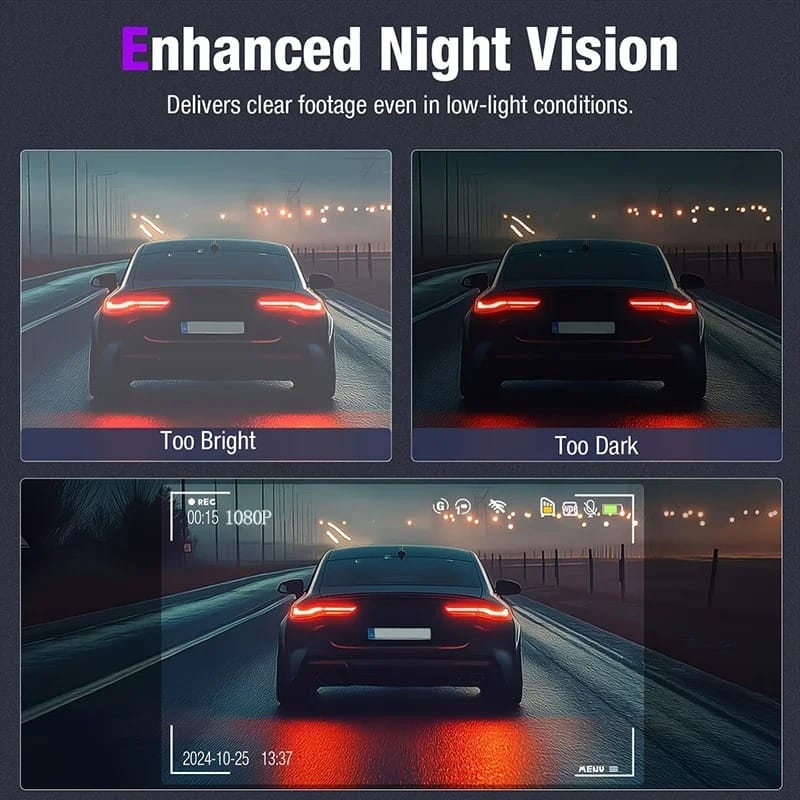 1080P WiFi Dash Cam with Front & Rear Camera