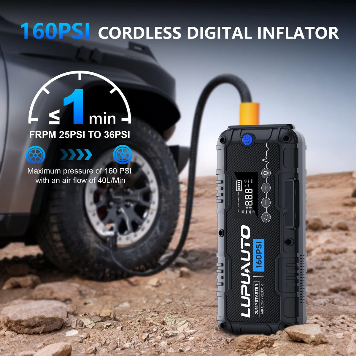 4-in-1 4000A Jump Starter with 160 PSI Air Compressor
