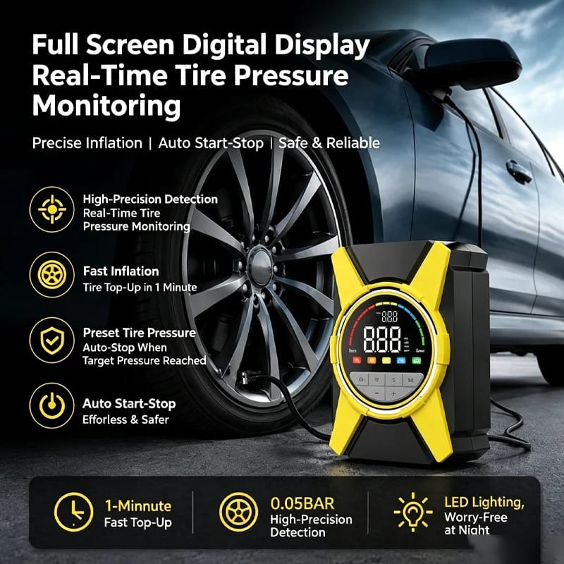 Portable 150 PSI Cordless Tire Inflator with LED Light