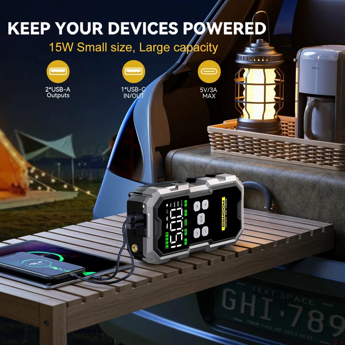 7000A Jump Starter with 12V Air Compressor & Power Bank