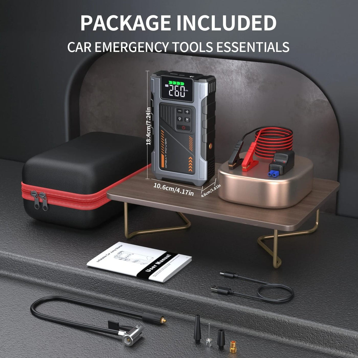 3000A Portable Jump Starter with 150 PSI Air Compressor