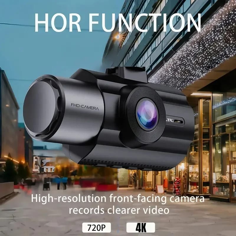 4K 3-Channel Dash Cam with Front, Rear & Interior Cameras