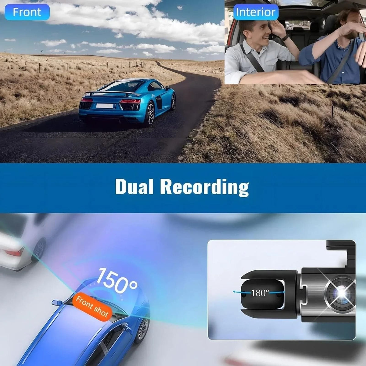 1080P Front & Rear Dash Camera with Night Vision