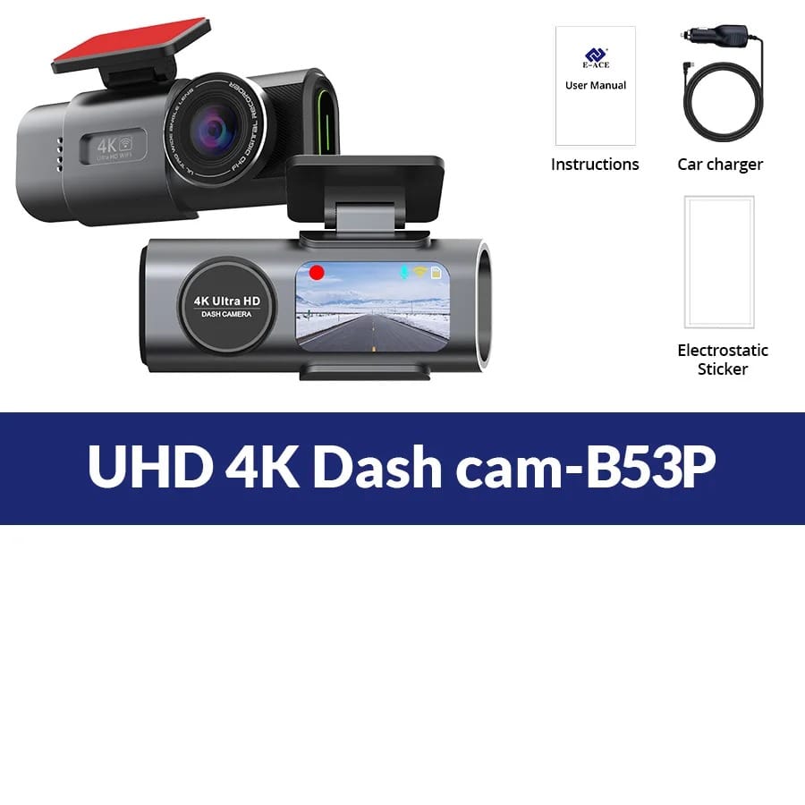 4K UHD WiFi Dash Cam with GPS & Night Vision