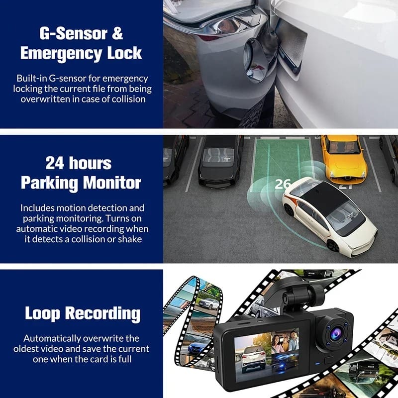1080P WiFi Dash Cam with Front & Rear Camera