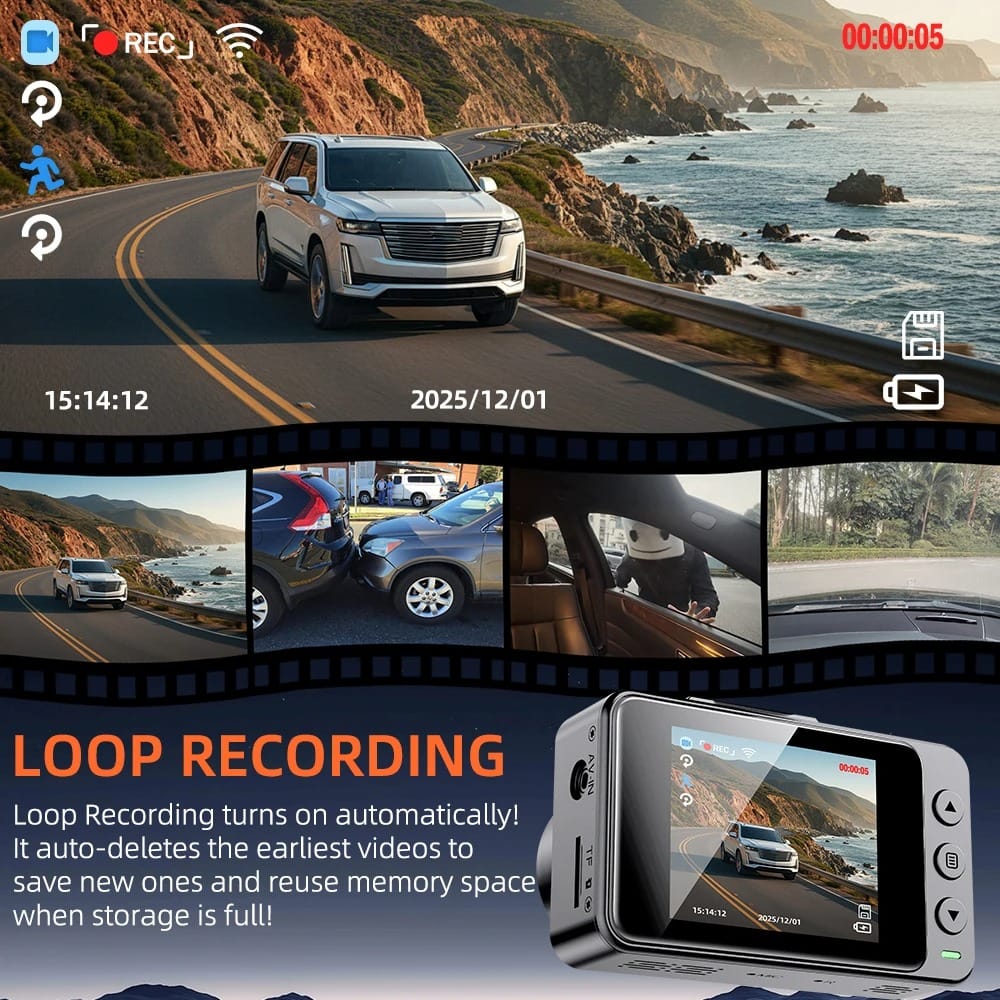 4K Mirror Dash Cam with WiFi & Rear Camera