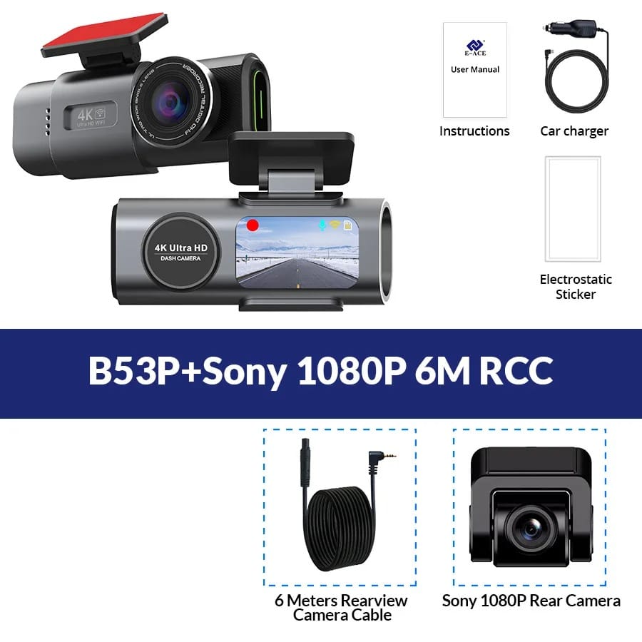 4K UHD WiFi Dash Cam with GPS & Night Vision