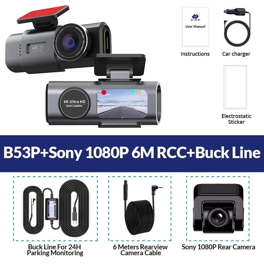 4K UHD WiFi Dash Cam with GPS & Night Vision